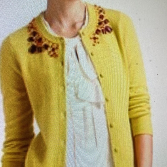 kate spade Sweaters - Kate Spade Paulina Cardigan Sweater in Chartreuse/Mustard Jeweled Collar
